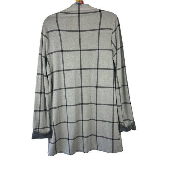 ANTHROPOLOGIE POSTMARK Windowpane Sweater Tunic Mini Dress Plaid Medium M Gray - Picture 5 of 8